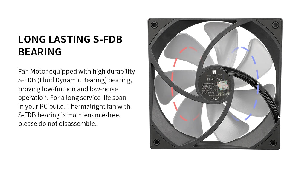 Thermalright 140mm Case Fan TL-C14/C14C/C14C-S/C14CW/C14CW-S CPU Cooling Fan ARGB 140mm Balance Fan Balance Performance Fan