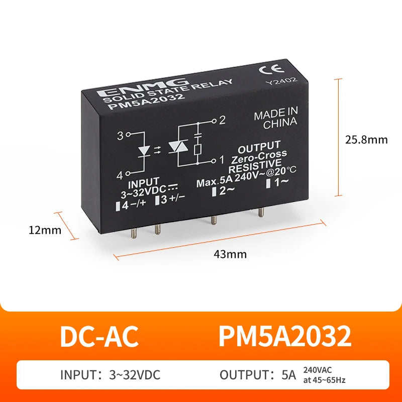 ENMG 24V Wide Voltage PCB Small Welding Type Solid State Relay PMN5D6132 DC Control 3V5V PM5D6132 Optocoupler Isolation Thin