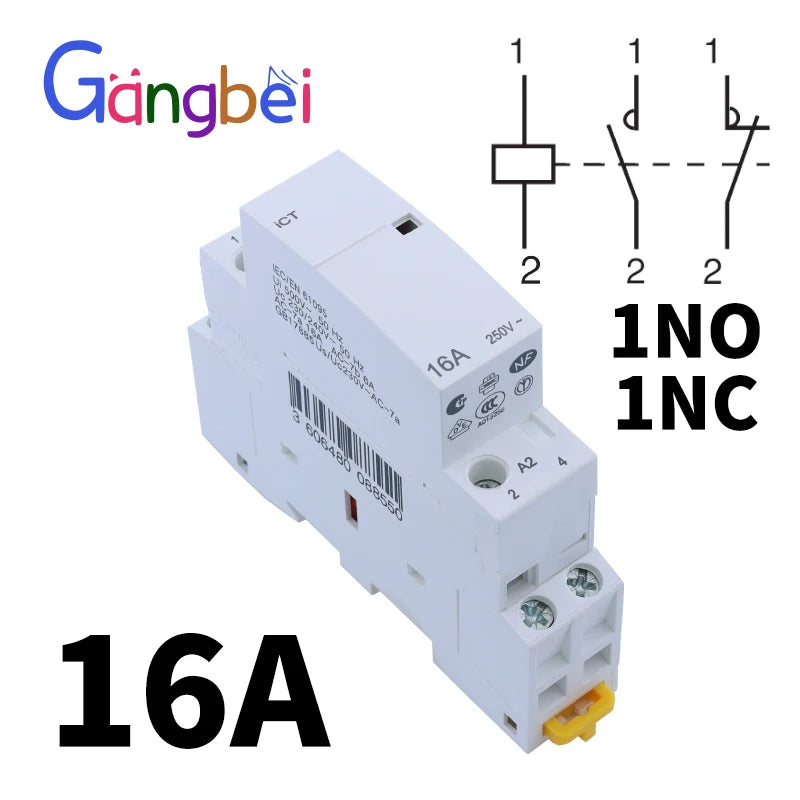 Modular Household Contactor 220V ICT 2P 16A 20A 25A 2NC 2NO 1NO 1NC 50/60Hz