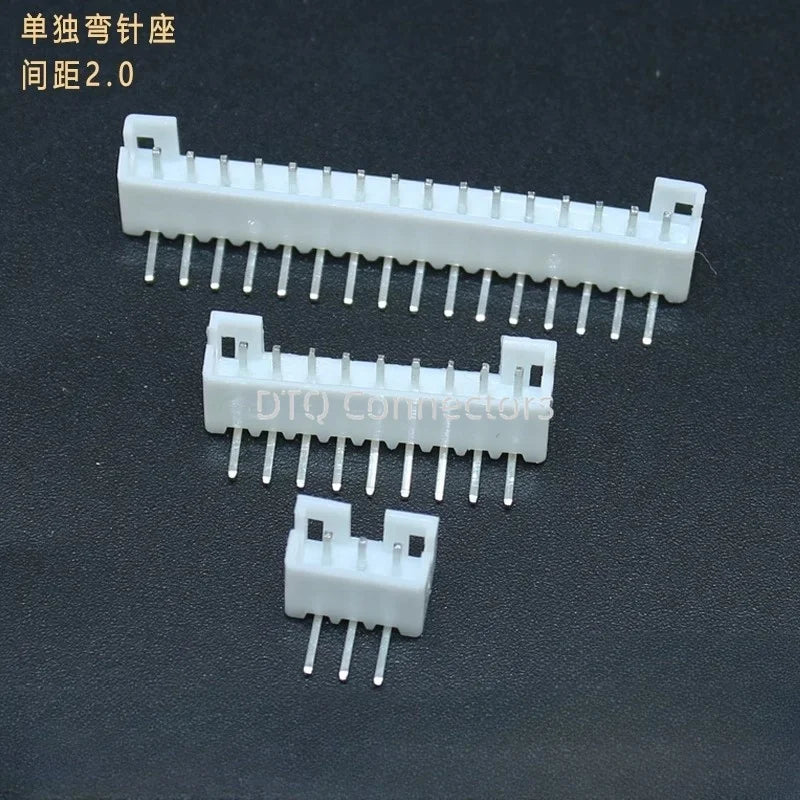 50pcs/LOT PH 2.0 connector male right angle material PH2.0 2mm Pitch Connectors Leads 2 3 4 5 6 7 8 9 10 11 12 pin Heade