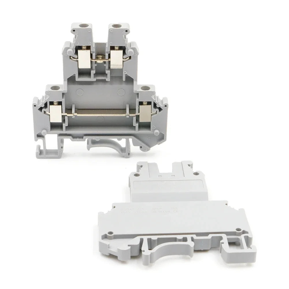 UKK 3 Double Layer Terminal Block, 5.2mm Width, 24A 500V, PA66 V0 Flame Retardant, Screw Clamp, 10pcs (For DIN Rail NS35)