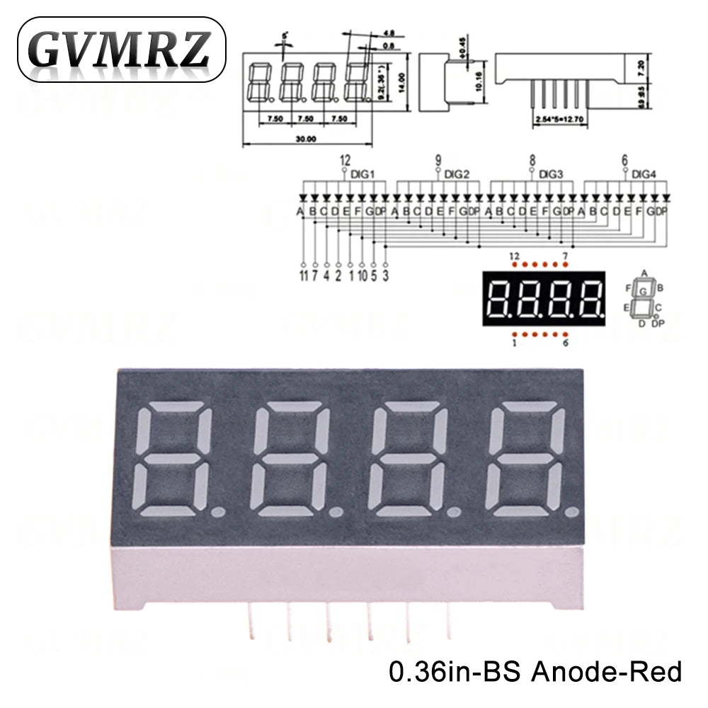 0.36inch Digital tube Common AnodeCathode Red 1 2 3 4 Bit digital Tube LED Display 7 segment