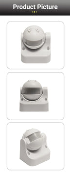 AC 220V - 240V 180 Degree Outdoor IP44 PIR Infrared Motion Sensor Detector Round Mini Smart Delay Light Switch