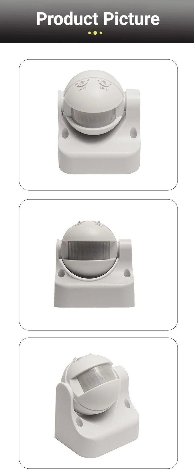 AC 220V - 240V 180 Degree Outdoor IP44 PIR Infrared Motion Sensor Detector Round Mini Smart Delay Light Switch