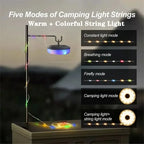 4-in-1 Camping Light LED Reel String Lights Outdoor USB Camping Lamp Recyclable LED Night Light For Garden Tent Room Decor