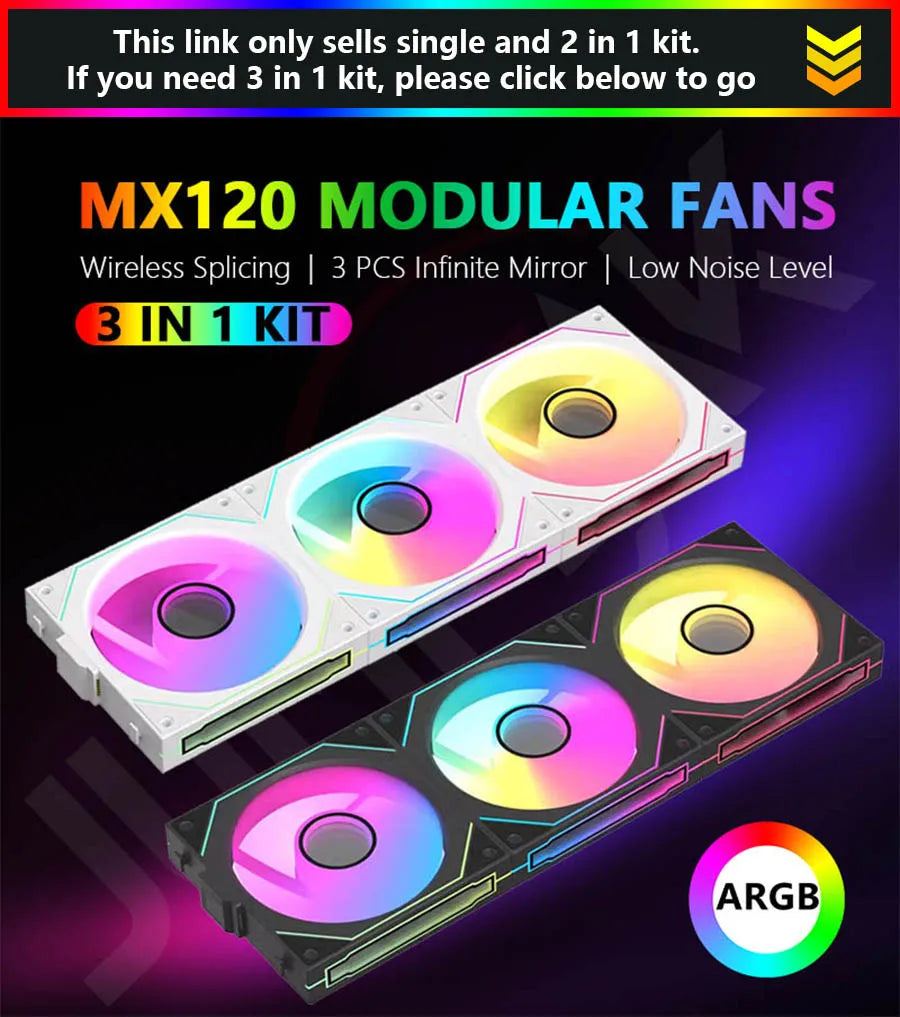 JUMPEAK MX120 240mm Modular Wireless Splicing PC 120mm Case Cooling Fan ARGB Infinite Mirror Effect For Computer Water Cooler