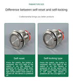 16/19/22mm 20A High Current Metal Push Button Switch IP67 Waterproof LED Light Momentary Latching Car Engine Power Switch Red