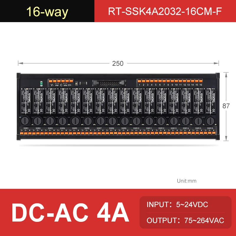 ENMG AC Inline 2 4 6 8 10 12 16-Way Solid State Relay Module RT-SSK Non-contact DC PLC AC Amplifier Board 5-24V Fuse Protections