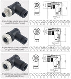 M12 Screw Termination Plastic Field Plug NMEA2000 5 Pin Straight Angled IP67 Waterproof 3 4 6 8 Poles Sensor Connectors PG7 PG9