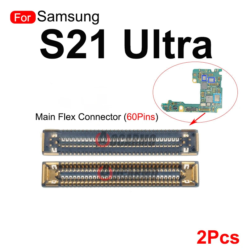2Pcs 56 60 Pins LCD FPC Plug Connector Mainboard Flex Connector WIFI Signal Antenna For Samsung Galaxy S21Ultra S21U Repair