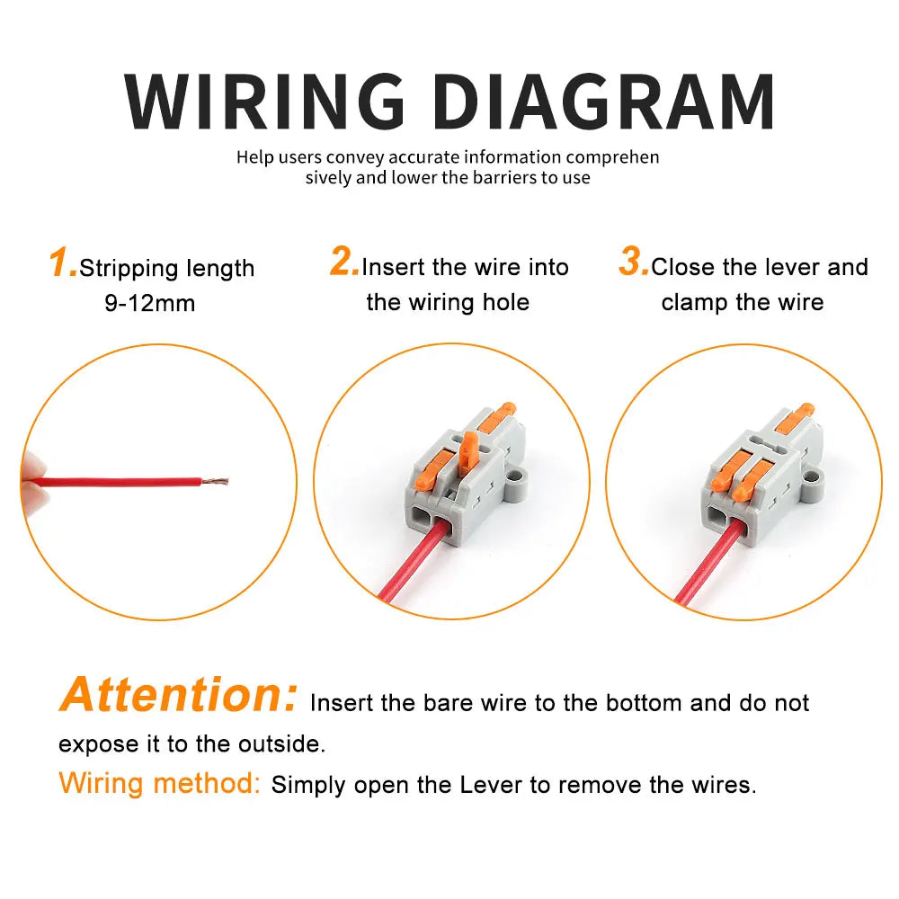 10/50 PCS Universal Compact Mini Fast Wire Connectors Lever Nut Crimp Splitter Electrical Conductors Push-in Home Terminal Block