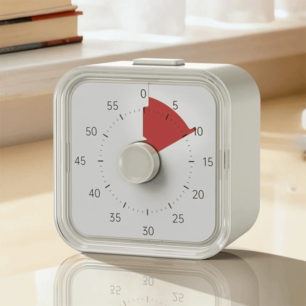 60 Minutes Visual Timer Ultra Silent Visualization Countdown Alarm Clock Self-discipline Round/Square Kitchen Timer
