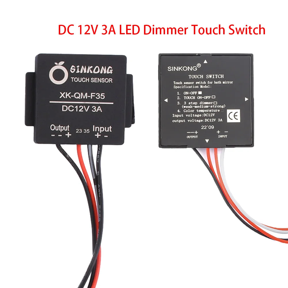 DC 12V 3A Touch Switch Sensor Stepless LED Inductive Dimmer Bathroom Mirror Lamp Dimming Control Switch for Led Light Mirror