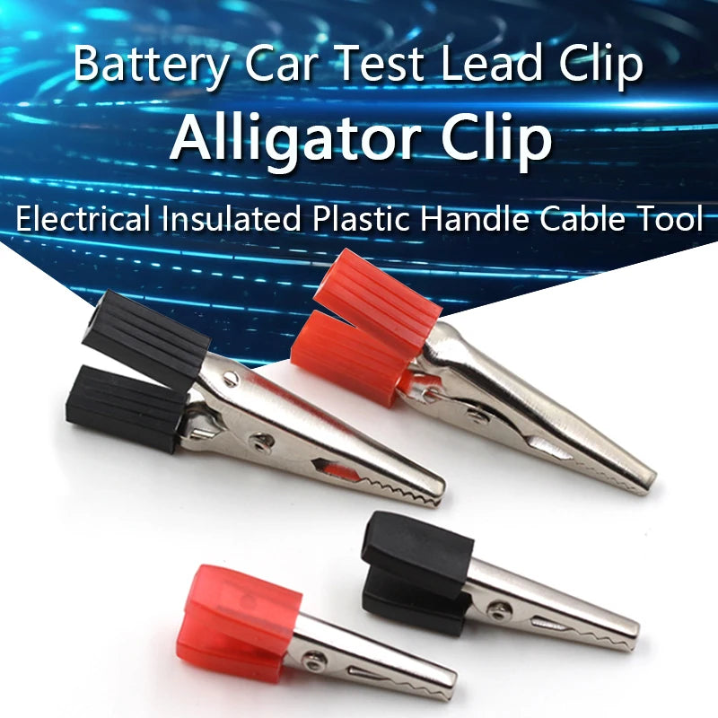 10PCS Alligator Clips Battery Clip Car Battery Test Lead Clips Electrical Insulated Crocodile Clips Plastic Handle Cable Tool