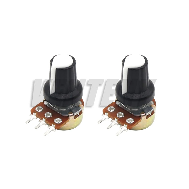 5 Sets WH148 1K 10K 20K 50K 100K 500K Ohm 15mm 3 Pin Linear Taper Rotary Potentiometer Resistor for Arduino with AG2 White cap