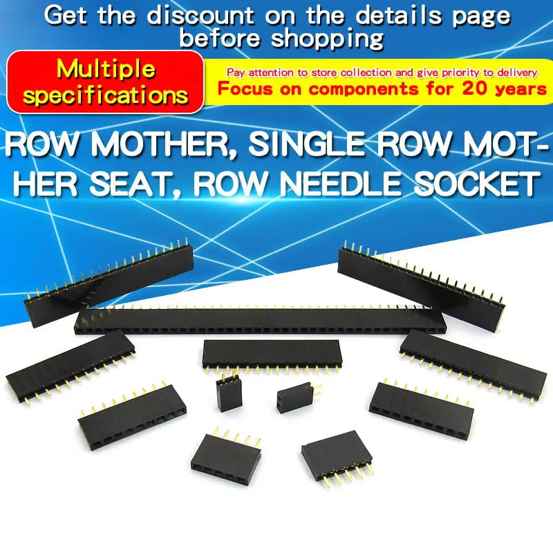 10PCS 2.54mm Pitch Single Row Female 2~13P PCB Socket Board Pin Header Connector Strip Pin Header