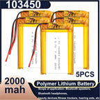 103450 3.7V 2000mAh Polymer Lithium Rechargeable Battery JST PH 2.0mm 2Pin Plug for Camera GPS Navigator MP5 Bluetooth Headset