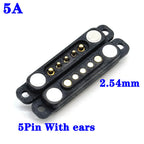 1sets DC 36V 5A Waterproof Magnetic Pogo Pin Connector 5Pin With Ears Pogopin Male Female Spring Loaded DC Power Socket