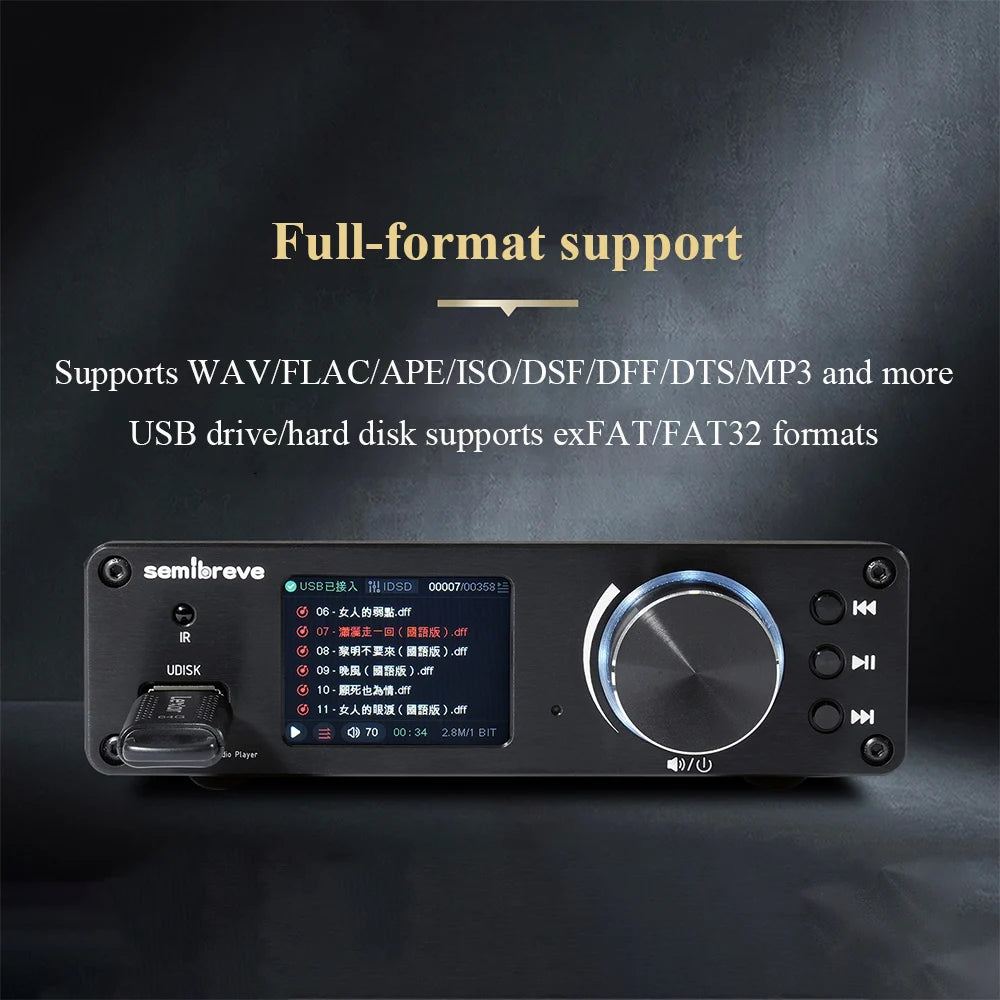 Lossless HIFI Audio Decoder 2pcs ES9038Q2M DAC DSD256 384KHz Lossless Decoding Music Player QCC3095 Bluetooth 6.2 AMANERO Module