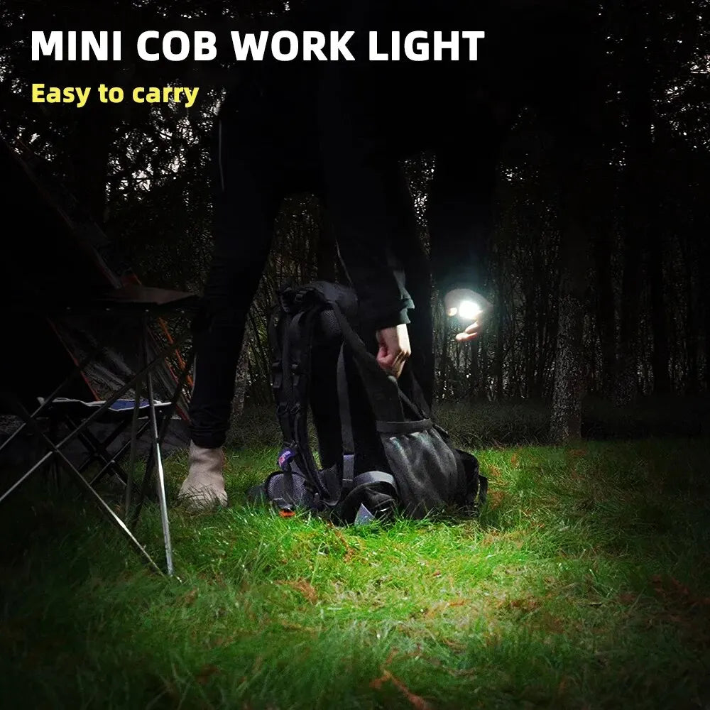 Keychain Light Mini Multifunctional Camping Flashlight USB Rechargeable LED Portable Bright COB Pocket Clip Lantern Outdoor Work