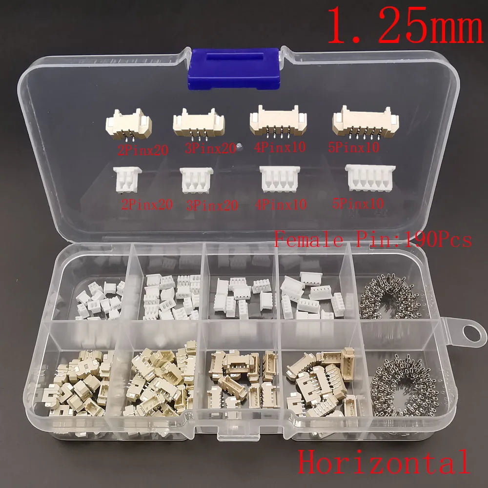 1Box JST XH 2.54/PH 2.0/SH 1.0/JST 1.25 Male Plug Female Socket Housing Terminal Pin Header Connector Horizontal/Vertical