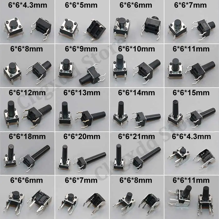 20/50/100pcs 6x6 PCB Momentary Mini Micro Tactile Tact Push Button 4-Pin Self-reset Switch 6*6*4.3/5/6/7/8/9/10/11/12/13/14/15mm