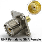 UHF to SMA Connector SO239 PL259 Male Plug & Female Jack 4Hole Flange RF Adapter Straight Brass for CB Radio/Walkie Talkie