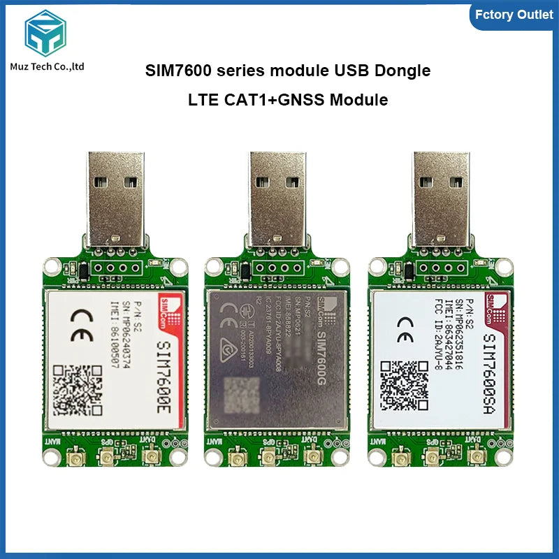 SIMcom SIM7600 USB Dongle SIM7600G SIM7600E SIM7600SA 4G LTE CAT1 Module Support GNSS IOT Module Breakout Kit With Antenna