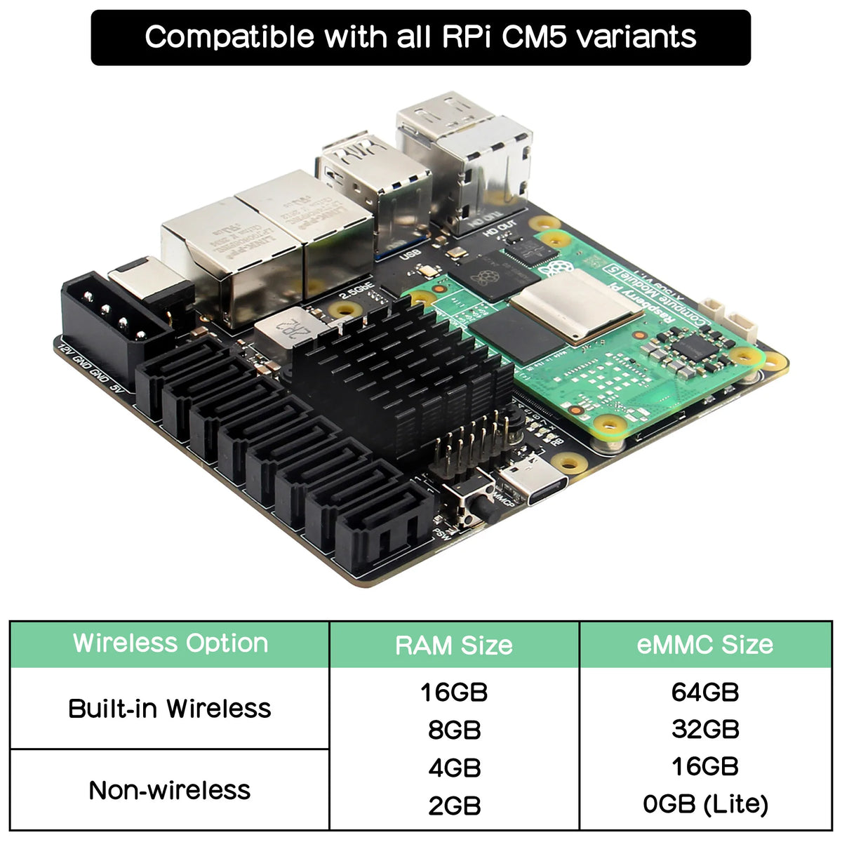 Geekbord X1509 2.5GbE Dual LAN 8-Port SATA PCIe 3.0 NAS Carrier Board for Raspberry Pi CM5