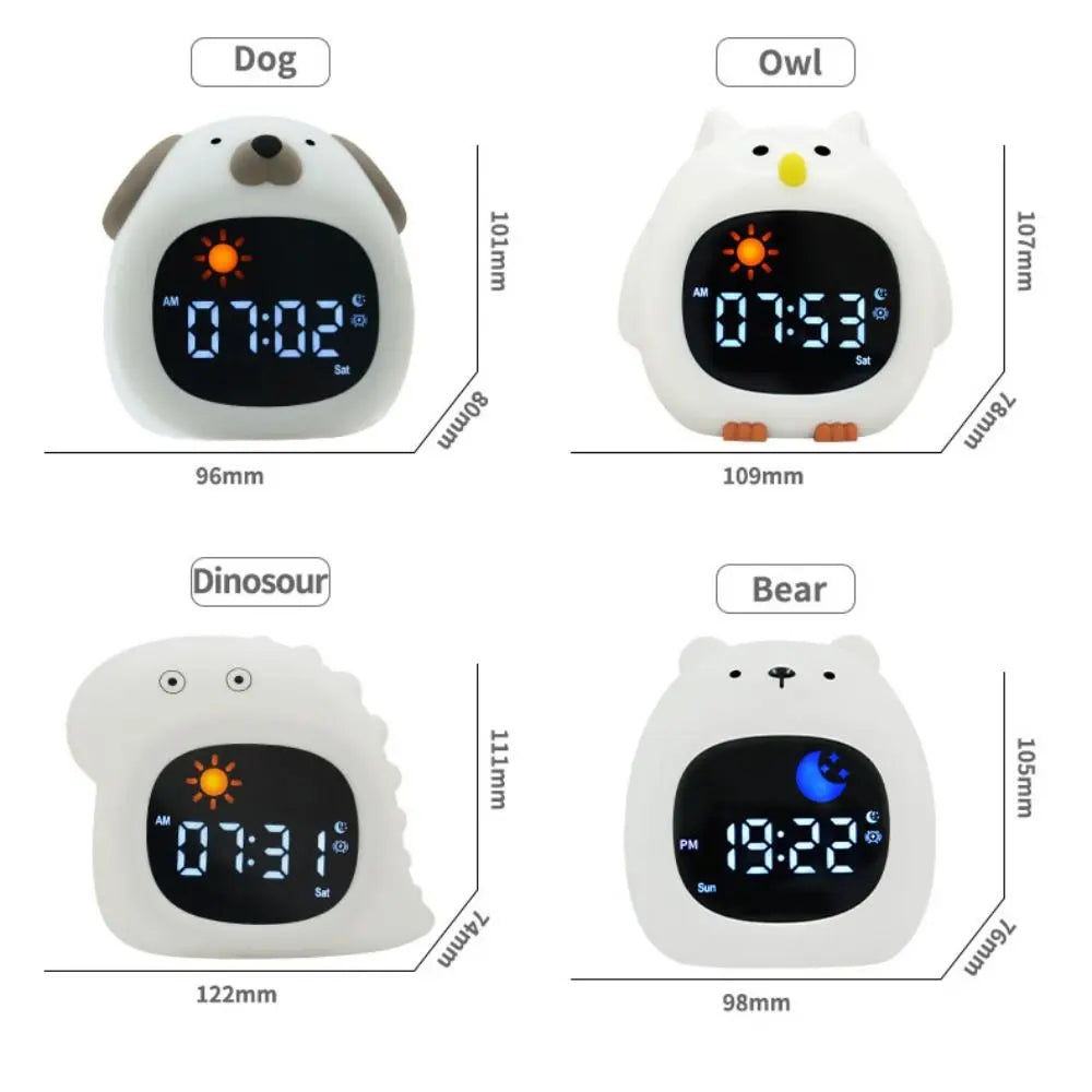 Animal-Shape Alarm Clock Light Adjustable Pat Control Touch Night Light Small Ornaments Home Decor Sleep Training Clock Toddler
