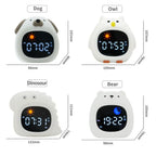 Animal-Shape Alarm Clock Light Adjustable Pat Control Touch Night Light Small Ornaments Home Decor Sleep Training Clock Toddler