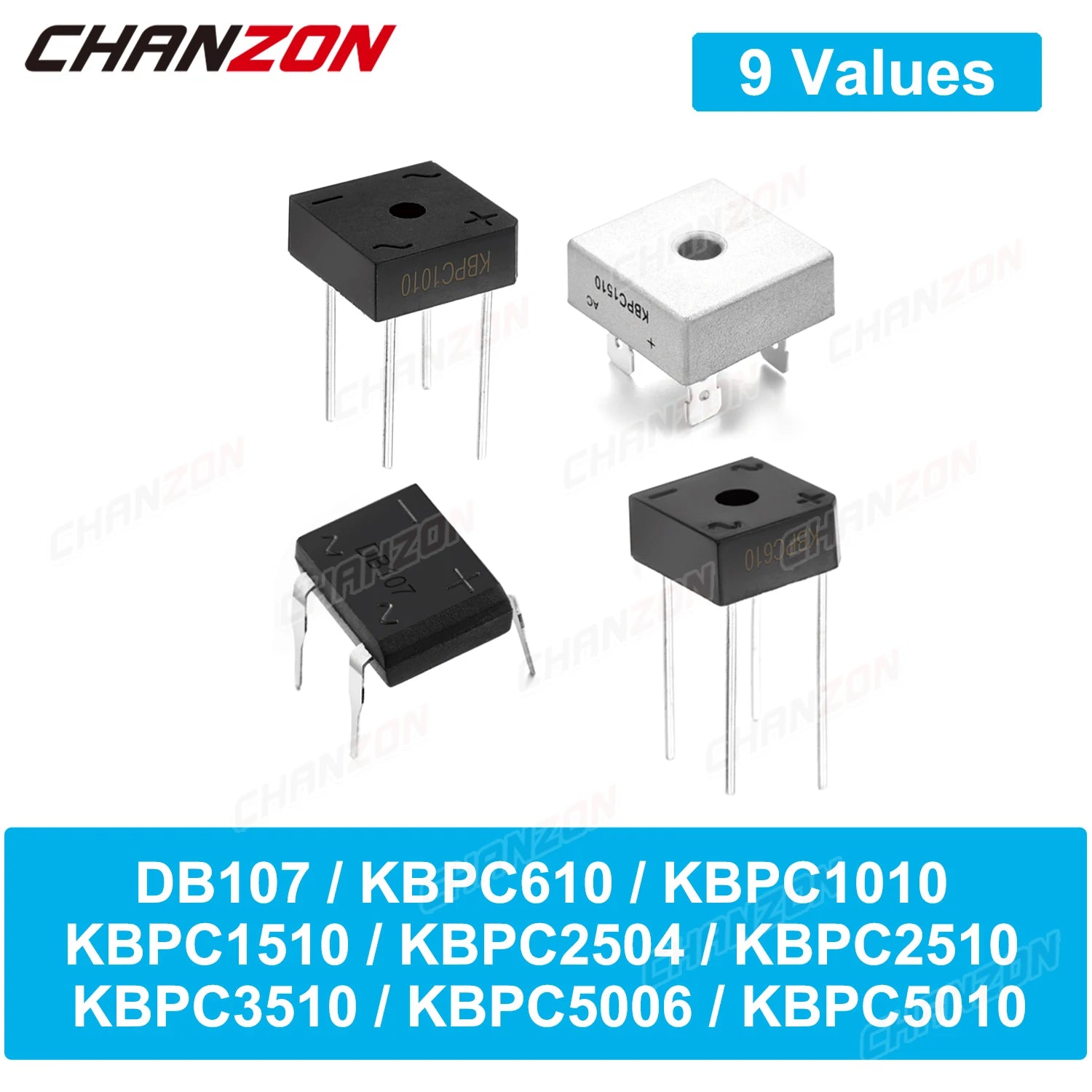 Diode Bridge Rectifier DB107 KBPC610 KBPC1010 KBPC1510 KBPC2504 KBPC2510 KBPC3510 KBPC5006 KBPC5010 1A 6A 10A 15A 25A 35A 50A