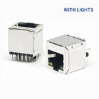 10pcs RJ45 Socket 5224-8P8C Network Cable Crystal Head Jack 180-degree Straight Female Sockets Shielded Network Port with Light