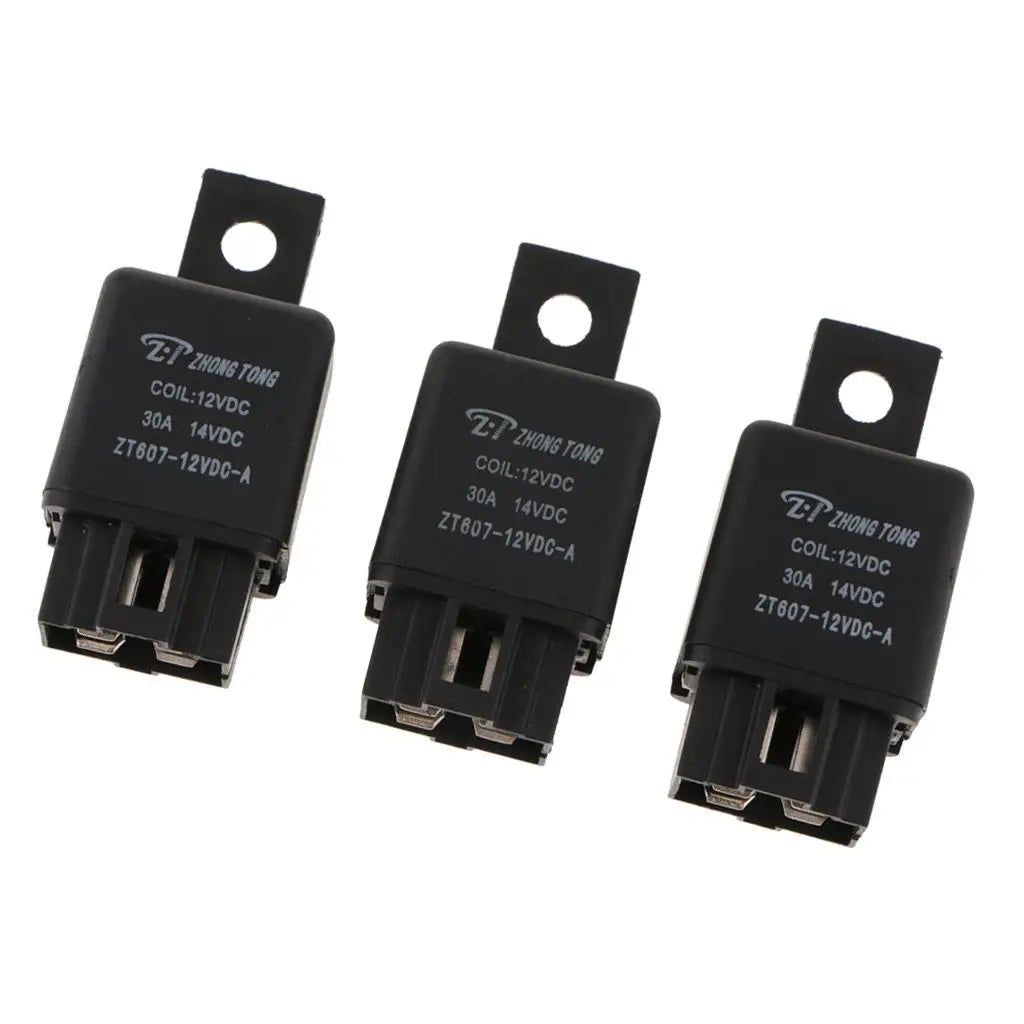 3PCS ZT607 DC12V 30A 4Pin Heavy Duty SPST Relay High Switching Capability