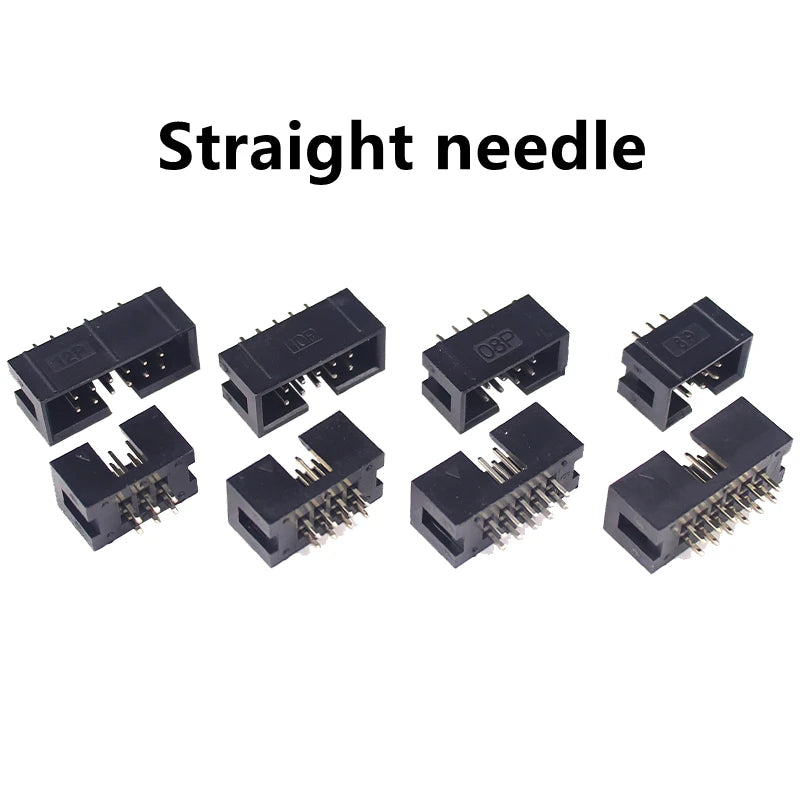 10PCS IDC/JTAG 2.54 DC3 Male Pin PCB Header Connector 2*3/4/5/6/7/8/26/40P Straight Shrouded Socket Box header pitch 2.54mm