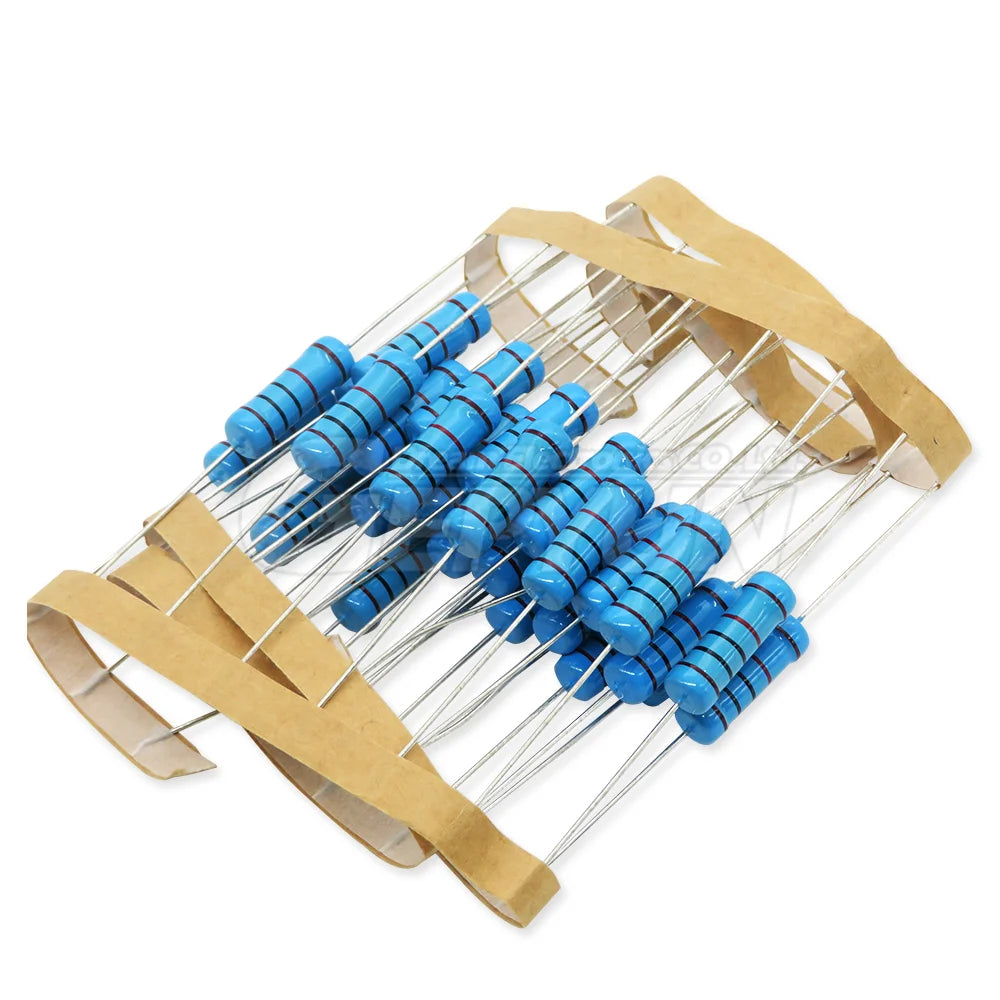 60pcs 2W Metal Film Resistor 2W 1% 0R - 1M 0 2.2 10 100 120 150 220 270 330 390 910 1K 2.2K 4.7K 9.1K 10K 15K 100K 470K 1M ohm