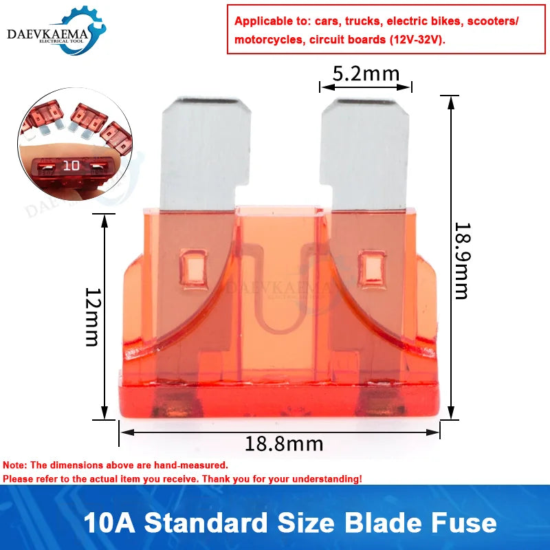 10-100pcs Medium Standard Blade Fuse Insert Kit 2A-40A Automotive Medium Fuses for Car/RV/Truck/SUV/Motorcycle/Boat