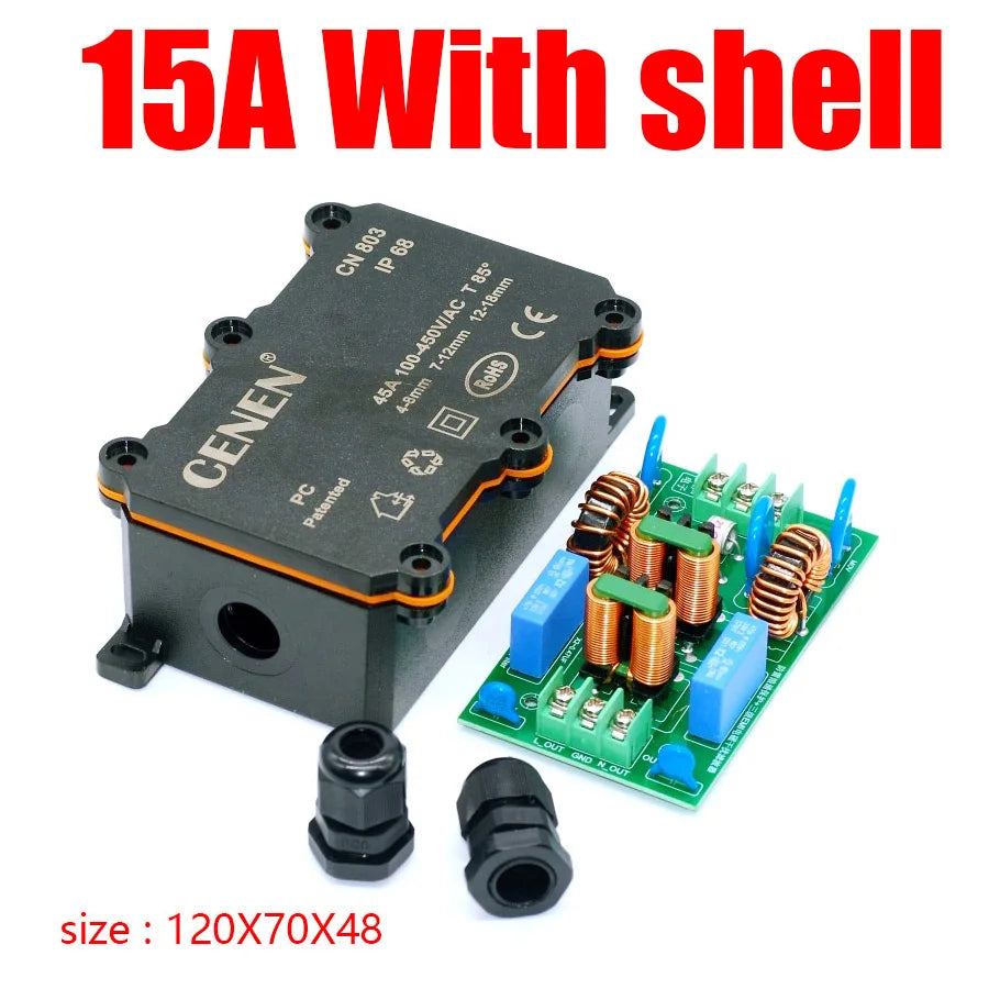 110V 220V AC EMI Filter 15A 20A External Lightning Anti-Interference Power Filtering Board Purifier Amplifier Noise Impurity