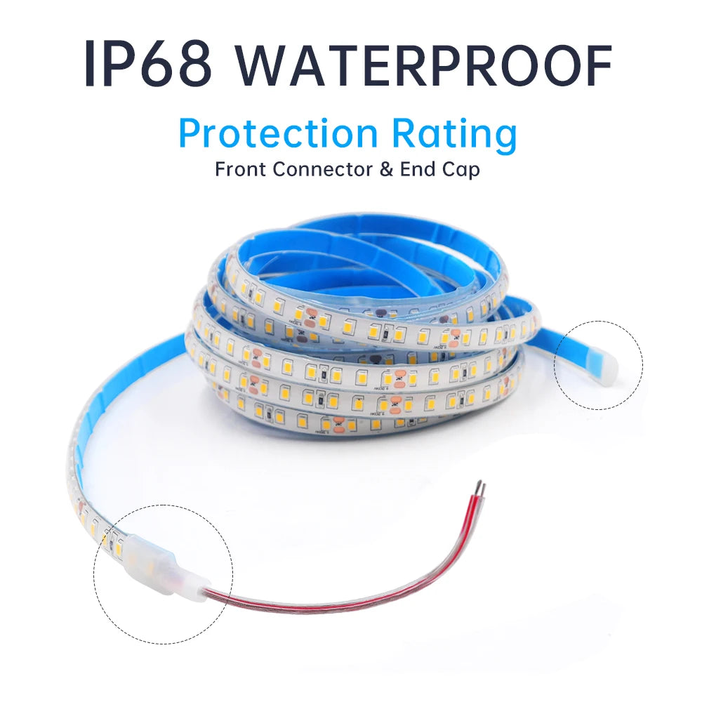 IP68 Waterproof LED Strip Lights 24V 2835 120Leds/m Warm Natural White Red Green Blue Flexible Luces Led Tape Underwater Decor