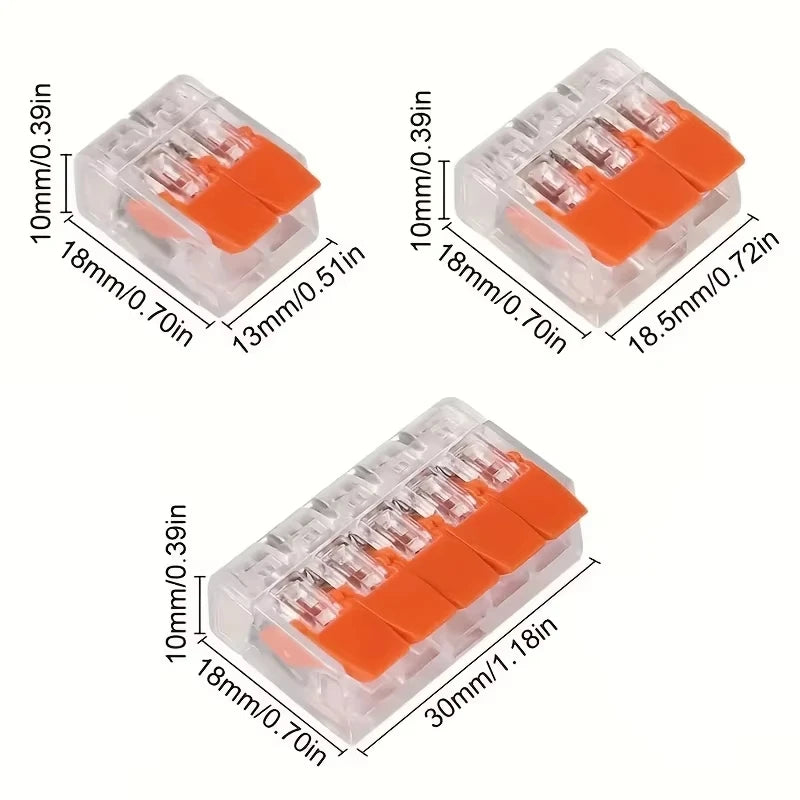 Quick PlugIn Multi Port Universal Orange Wire Connector Terminals Two Hundred Fifty Volt Thirty Two Amp Electrical Connectors
