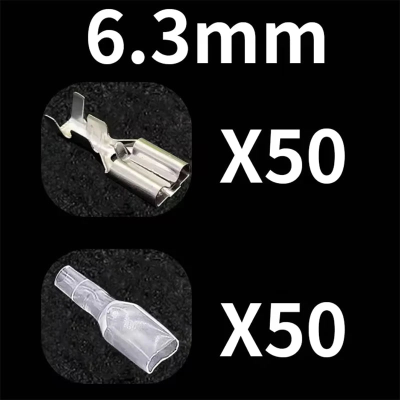 Locking plug spring terminal block 4.8/6.3Snap on self-locking insertion and extraction of cold pressed terminals 50/100 set