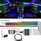 Symphony Car Ambient Lights Kit 18 in 1 LED Interior RGB APP Control Acrylic Guide Strip Light Auto Atmosphere Lamp