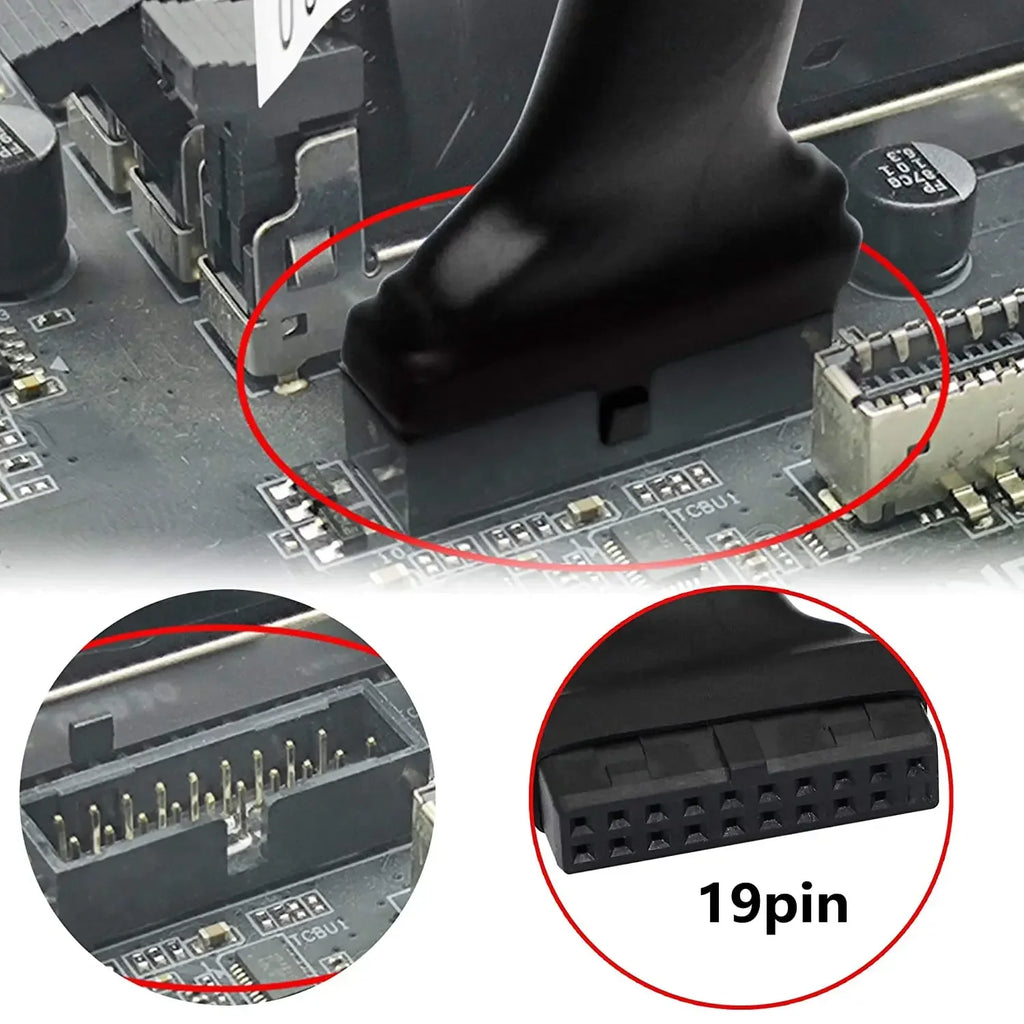 Motherboard USB 3.0 19-Pin To USB 2.0 9-Pin Adapter 9Pin to 19Pin Header 480Mbps Data Transmission Cable for Desktop Front Panel