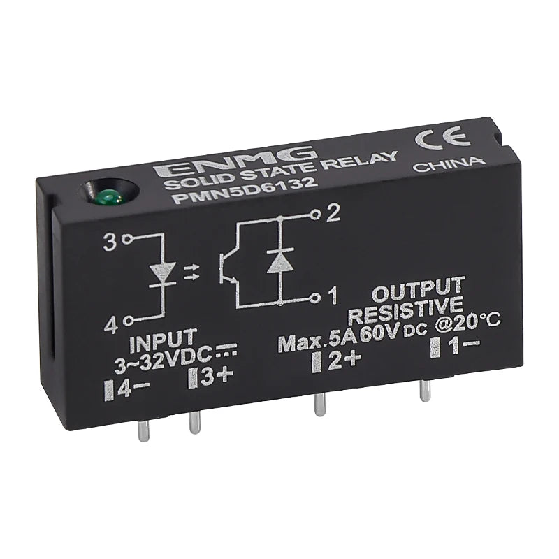 ENMG PMN5D6132 DC Solid State Relay SSR 5A 60V PCB Mount Relay 3-32V Input 5-60V Output Optical Isolation MOSFET Relay