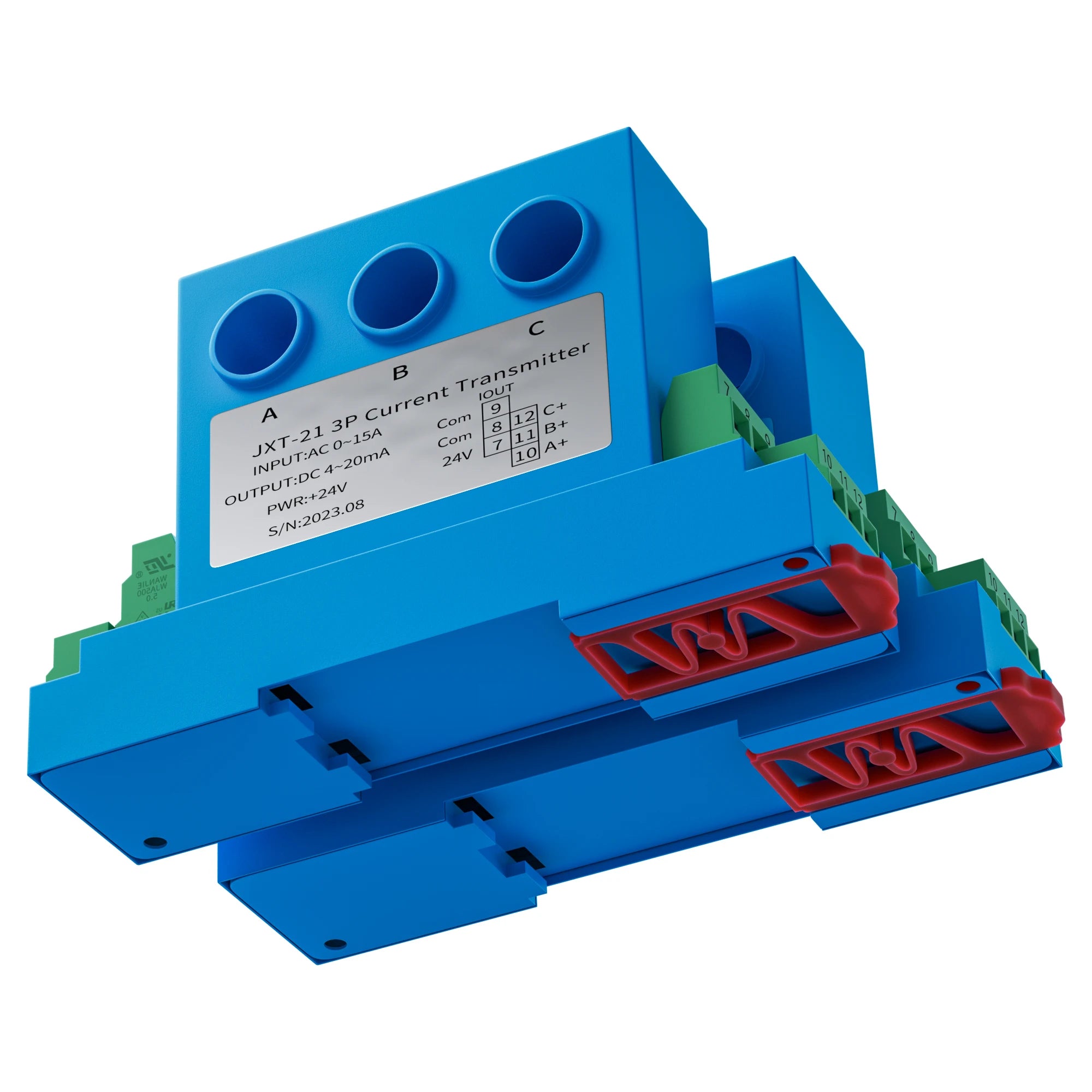 3 Phase Current Transmitter 4-20ma 0-5v 0-10v RS485 8mm Hole Three Phase Ampere Sensor Signal Transducer