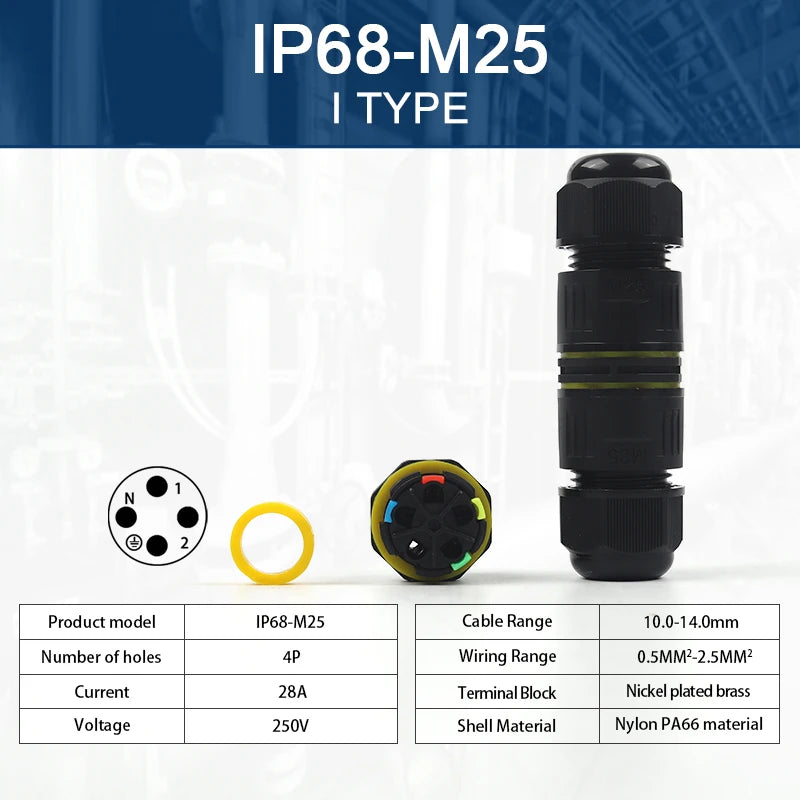 M25-2/3/4/5 Pin IP68 Push-In Spring Splice Terminal Blocks With Lever Quick Wire Connector Outdoor Waterproof Junction Box