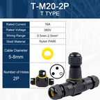 IP68 M20T Quick Outdoor Waterproof T Shape Connector 2/3 Pin Screw Electric Wire Terminal Adapter Home For LED Lighting 16A/380V