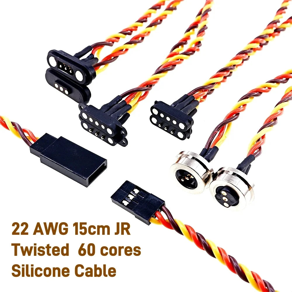 1/5 Pairs Magnetic Snap-on JR Servo Extension Cable for RC Drone Glider Airplane Models 60 CoresDIY Upgrate
