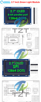 2.7 Inch OLED LCD display 128x64 drives SSD1327 IIC / SPI / 8-bit parallel port For Arduino