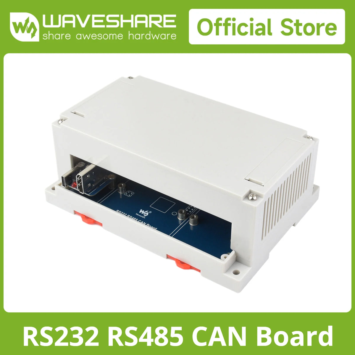 Waveshare Isolated RS232/RS485/CAN/CAN FD Expansion Board For Raspberry Pi, Expands 2x RS485, 1x RS232, 1x CAN FD, and 1x CAN
